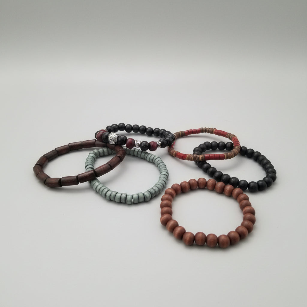 SEVEN MEN'S  ASSORTED BEADED BRACLETS